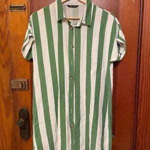 Gently Worn | Two-Tone Striped Button Front Shirt Dress